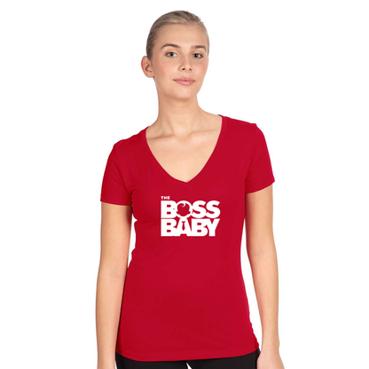 Women's Boss Baby  Next Level Ideal V-Neck T-Shirt