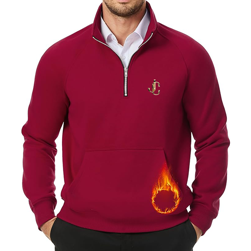 Men's Jimmy Choo JMIERR Quarter Zip Pullover Heavy Sweatshirts Warm Fleece Sweatshirt Polo