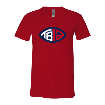 Men's Tom Brady 12 BELLA  CANVAS  Jersey V-Neck Tee