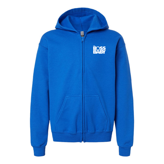 Youth's Boss Baby Gildan Heavy Blend Full-Zip Hooded Sweatshirt