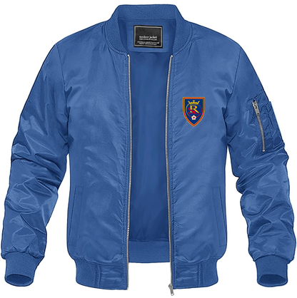 Men's Real Salt Lake Soccer Lightweight Bomber Jacket Windbreaker Softshell Varsity Jacket