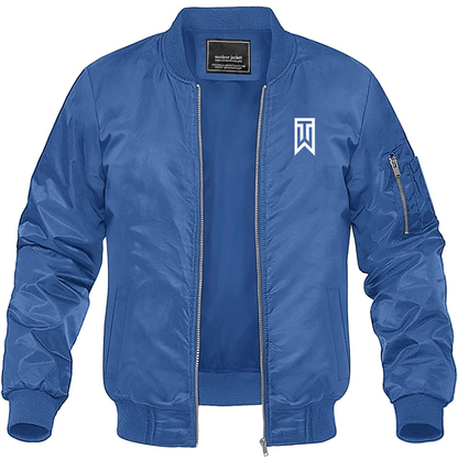 Men's Tiger Woods Lightweight Bomber Jacket Windbreaker Softshell Varsity Jacket