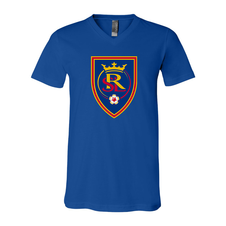 Men's Real Salt Lake Soccer BELLA  CANVAS  Jersey V-Neck Tee