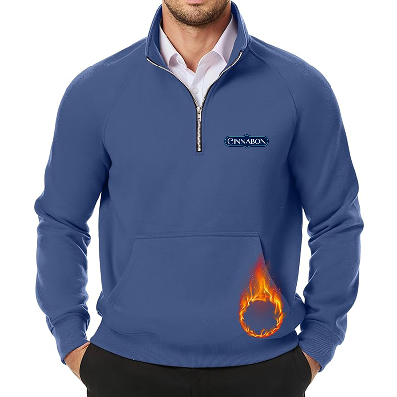 Men's Cinnabon JMIERR Quarter Zip Pullover Heavy Sweatshirts Warm Fleece Sweatshirt Polo
