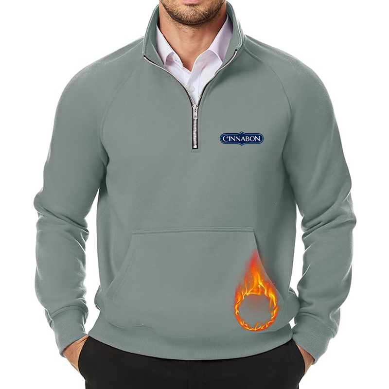 Men's Cinnabon JMIERR Quarter Zip Pullover Heavy Sweatshirts Warm Fleece Sweatshirt Polo