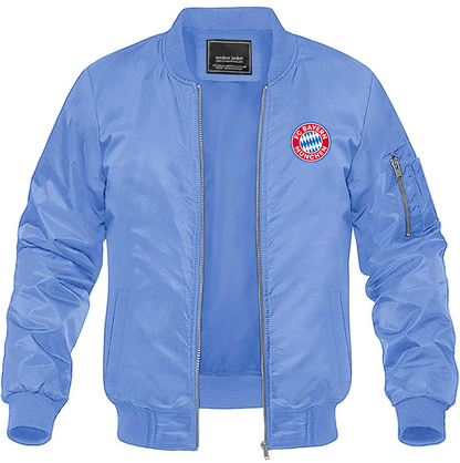 Men's FC Bayern Munich Lightweight Bomber Jacket Windbreaker Softshell Varsity Jacket