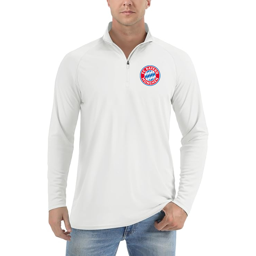 Men's  FC Bayern Munich Lightweight Quarter-Zip Athletic Shirt Long Sleeve Performance Wear