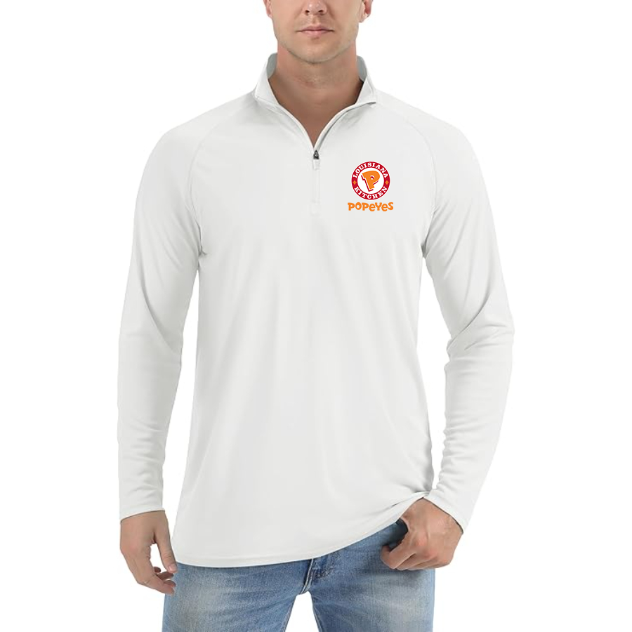 Men's Popeyes Louisiana Kitchen  Lightweight Quarter-Zip Athletic Shirt Long Sleeve Performance Wear