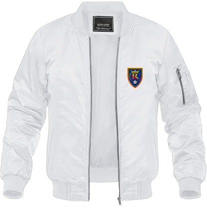 Men's Real Salt Lake Soccer Lightweight Bomber Jacket Windbreaker Softshell Varsity Jacket