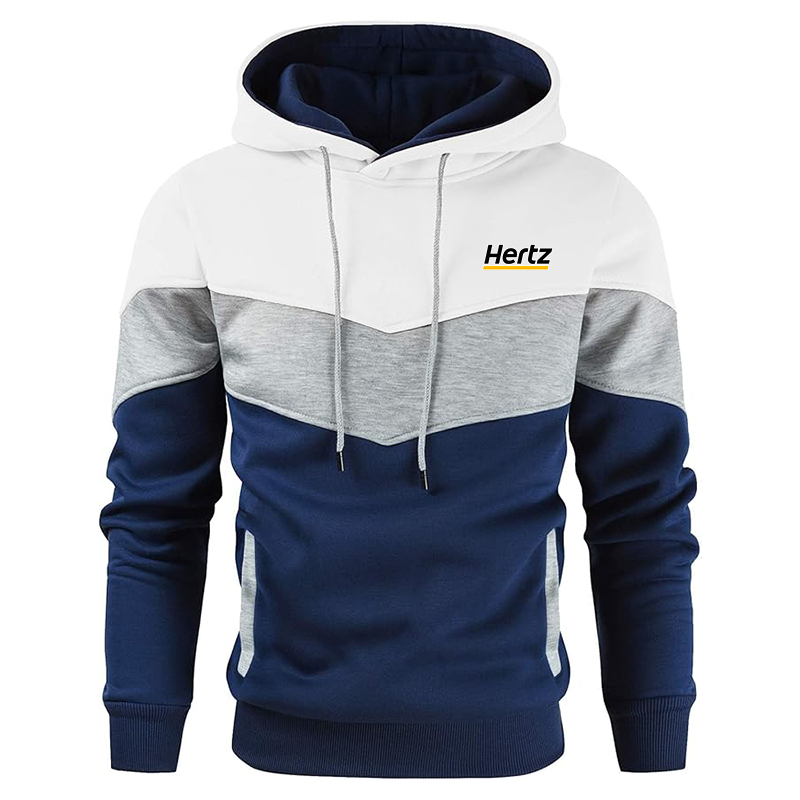 Men's Hertz Gesean Novelty Color Block Pullover Fleece Hoodie Long Sleeve Casual Sweatshirt with Pocket