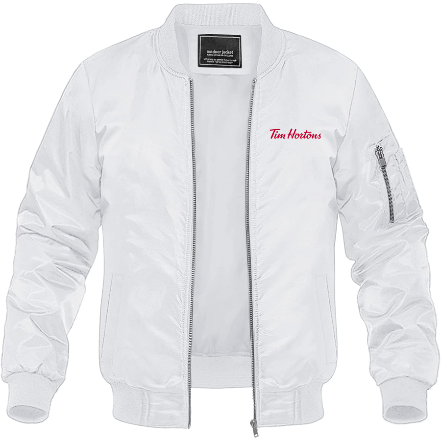 Men's Tim Hortons  Lightweight Bomber Jacket Windbreaker Softshell Varsity Jacket