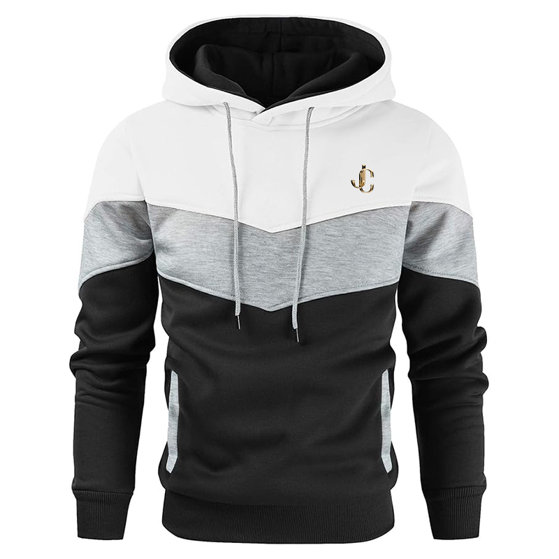 Men's  Jimmy Choo  Gesean Novelty Color Block Pullover Fleece Hoodie Long Sleeve Casual Sweatshirt with Pocket