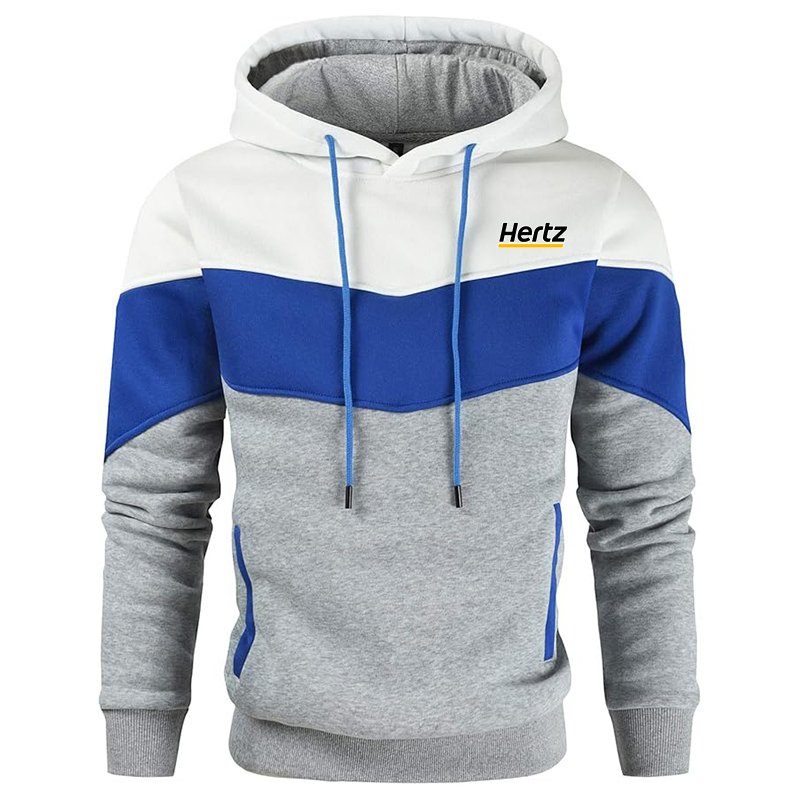 Men's Hertz Gesean Novelty Color Block Pullover Fleece Hoodie Long Sleeve Casual Sweatshirt with Pocket