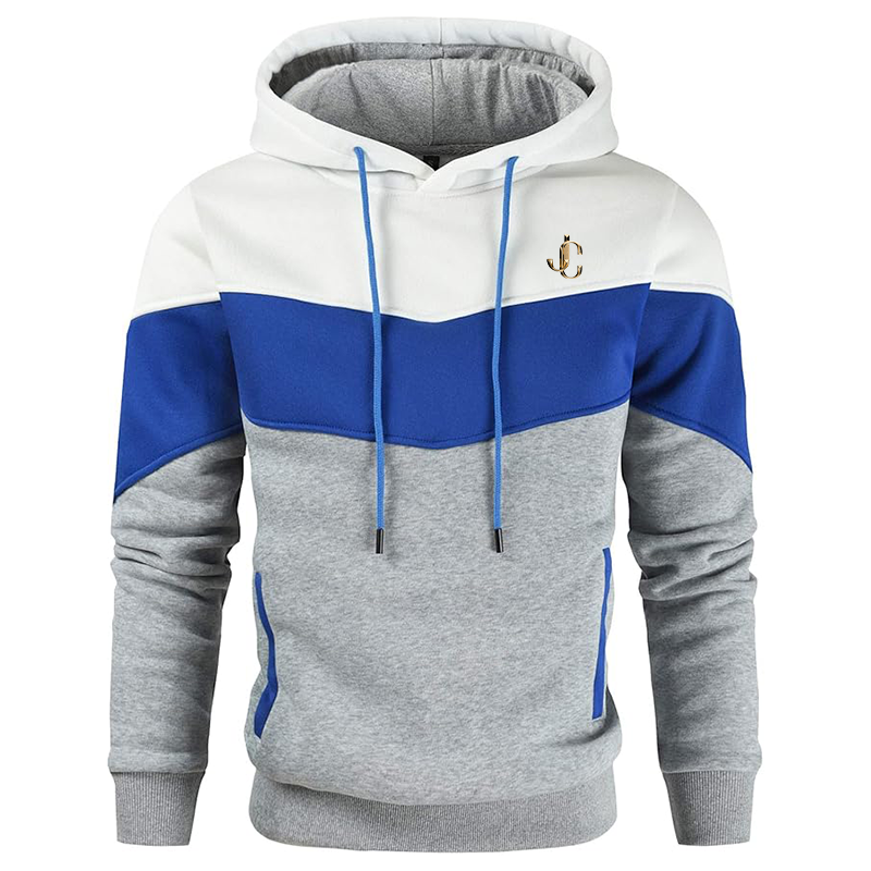 Men's  Jimmy Choo  Gesean Novelty Color Block Pullover Fleece Hoodie Long Sleeve Casual Sweatshirt with Pocket