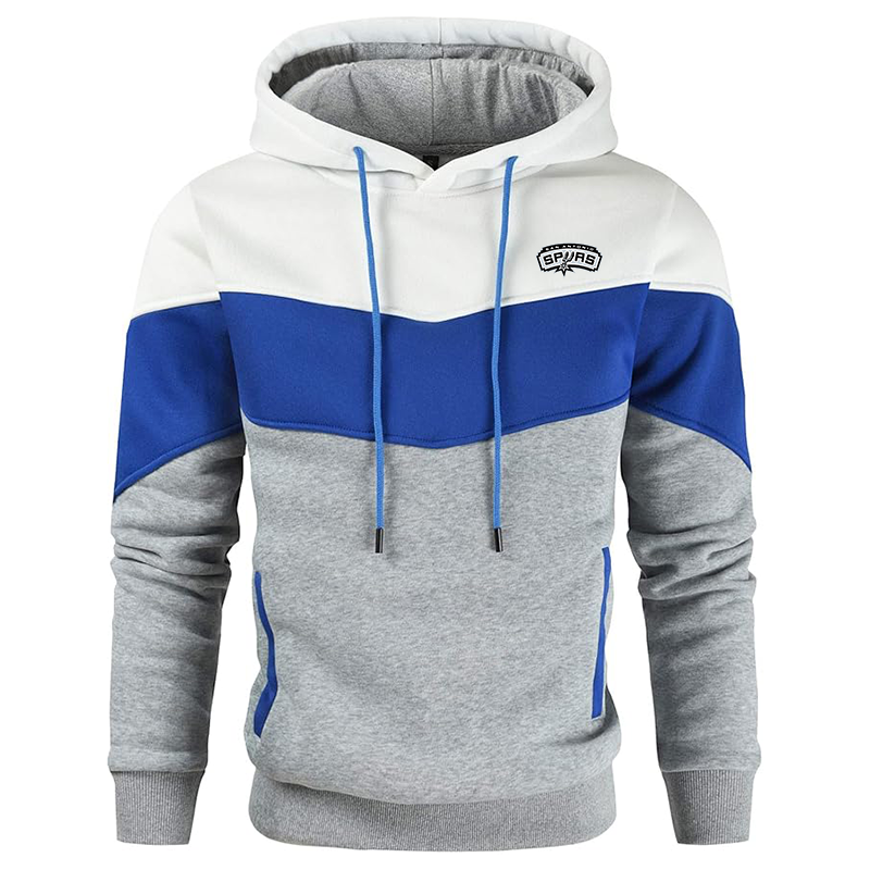 Men's  San Antonio Spurs  Gesean Novelty Color Block Pullover Fleece Hoodie Long Sleeve Casual Sweatshirt with Pocket