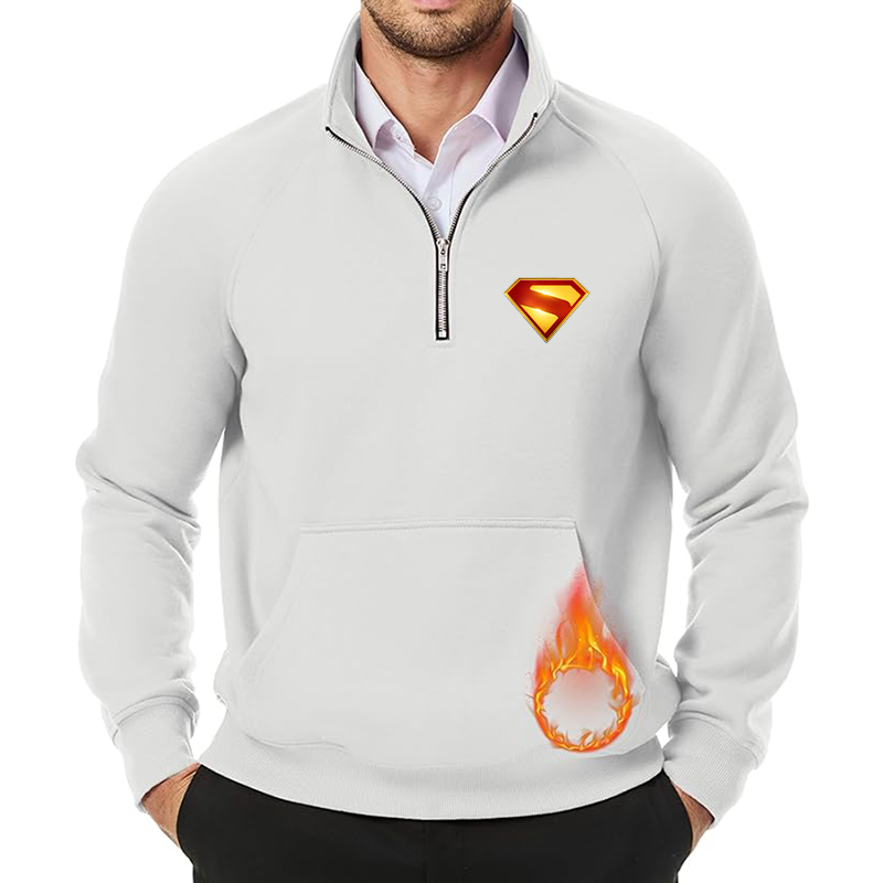 Men's Superman 2025  JMIERR Quarter Zip Pullover Heavy Sweatshirts Warm Fleece Sweatshirt Polo
