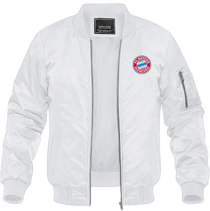 Men's FC Bayern Munich Lightweight Bomber Jacket Windbreaker Softshell Varsity Jacket