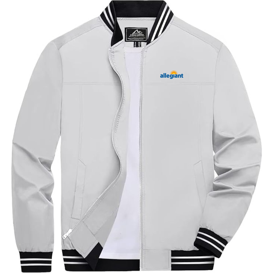 Men's Allegiant Air Lightweight Zip-Up Bomber Jacket with Ribbed Collar and Cuffs Versatile Casual Outerwear