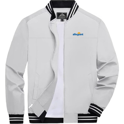 Men's Allegiant Air Lightweight Zip-Up Bomber Jacket with Ribbed Collar and Cuffs Versatile Casual Outerwear