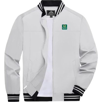 Men's Quality Inn & Suites Lightweight Zip-Up Bomber Jacket with Ribbed Collar and Cuffs Versatile Casual Outerwear
