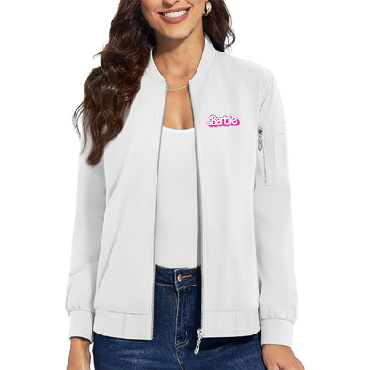 Women's Barbie Premium Bomber Jacket with Polished Detailing and Functional Sleeve Pocket Modern Luxury Outerwear