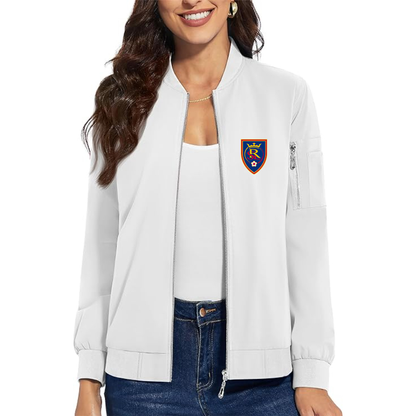 Women's Real Salt Lake Soccer Premium Bomber Jacket with Polished Detailing and Functional Sleeve Pocket Modern Luxury Outerwear