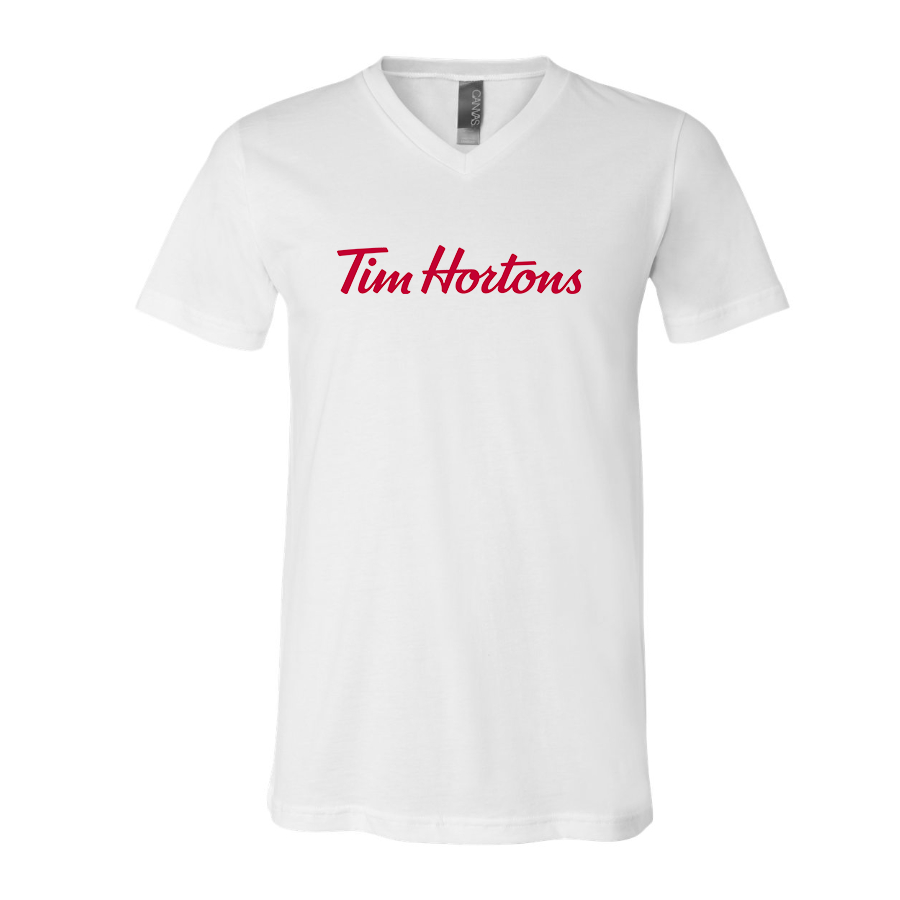 Men's Tim Hortons BELLA  CANVAS  Jersey V-Neck Tee