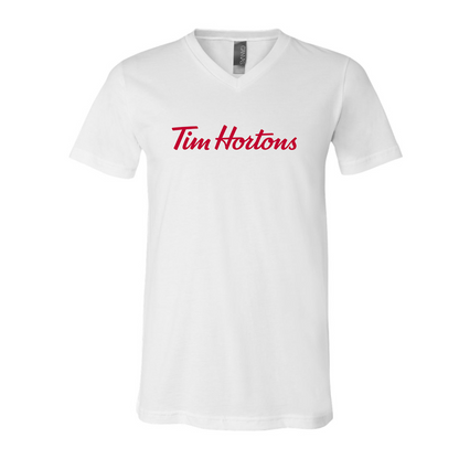 Men's Tim Hortons BELLA  CANVAS  Jersey V-Neck Tee