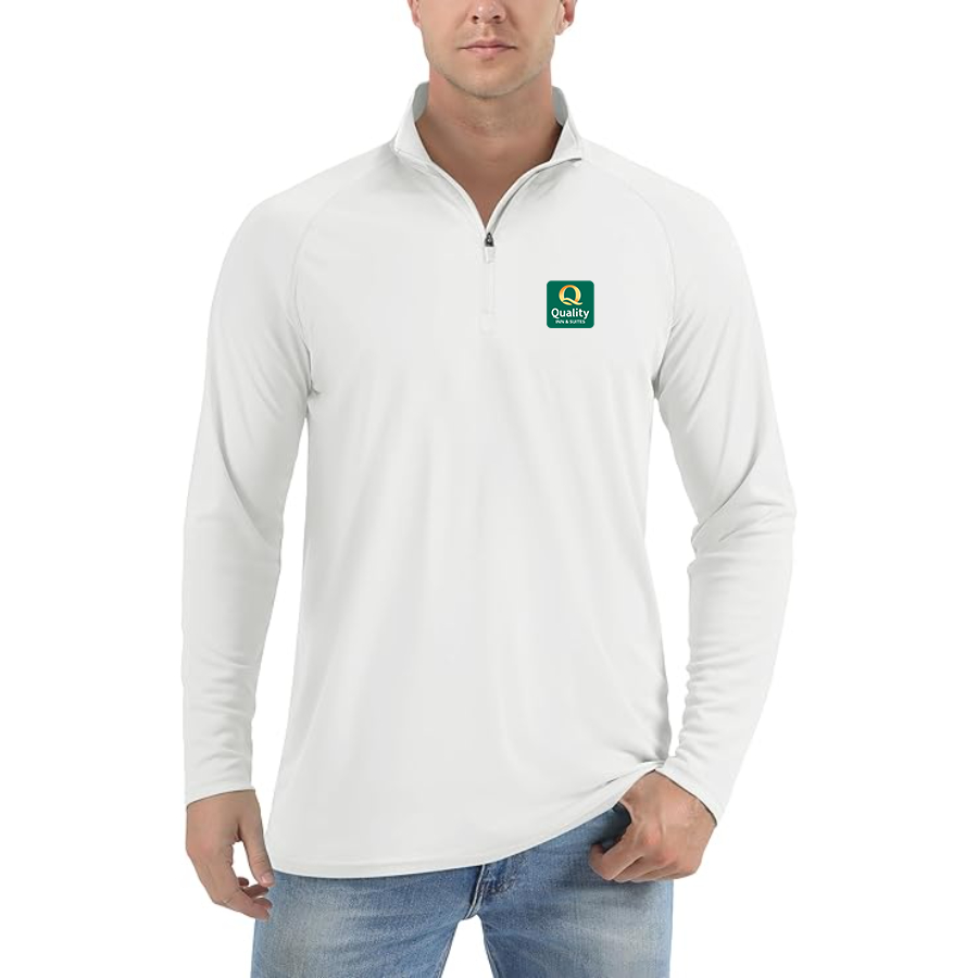 Men's Quality Inn & Suites Lightweight Quarter-Zip Athletic Shirt Long Sleeve Performance Wear