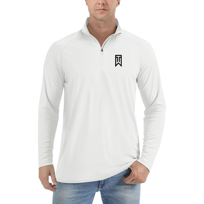 Men's Tiger Woods Lightweight Quarter-Zip Athletic Shirt Long Sleeve Performance Wear
