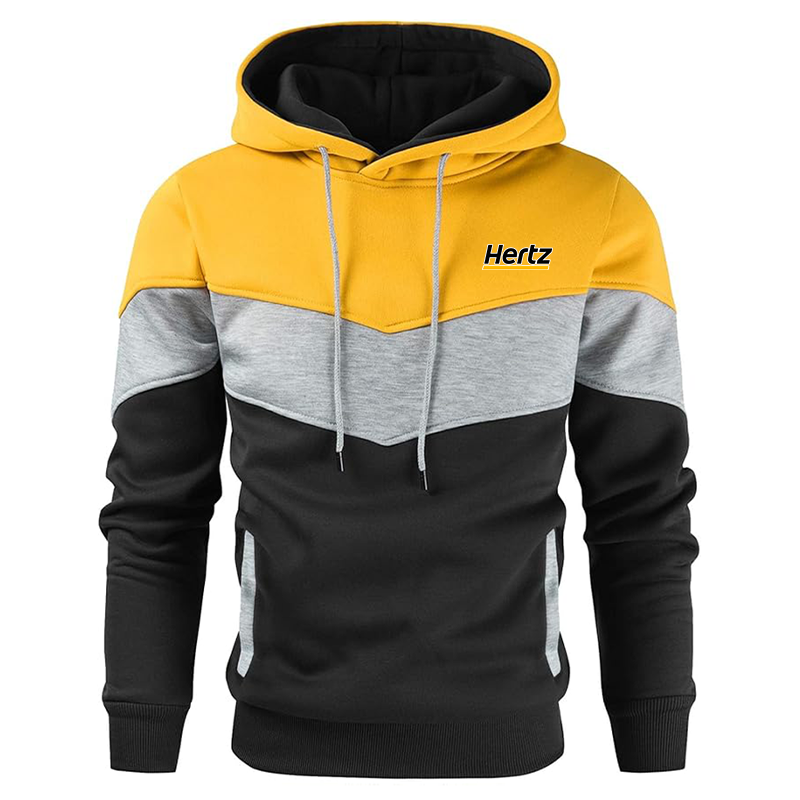 Men's Hertz Gesean Novelty Color Block Pullover Fleece Hoodie Long Sleeve Casual Sweatshirt with Pocket