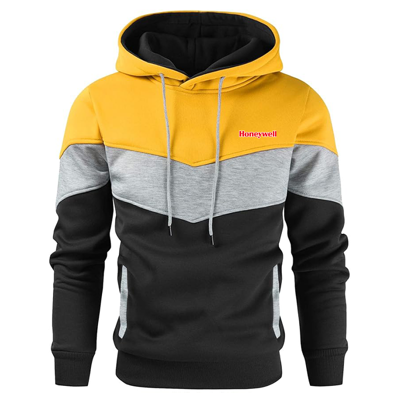 Men's Honeywell  Gesean Novelty Color Block Pullover Fleece Hoodie Long Sleeve Casual Sweatshirt with Pocket