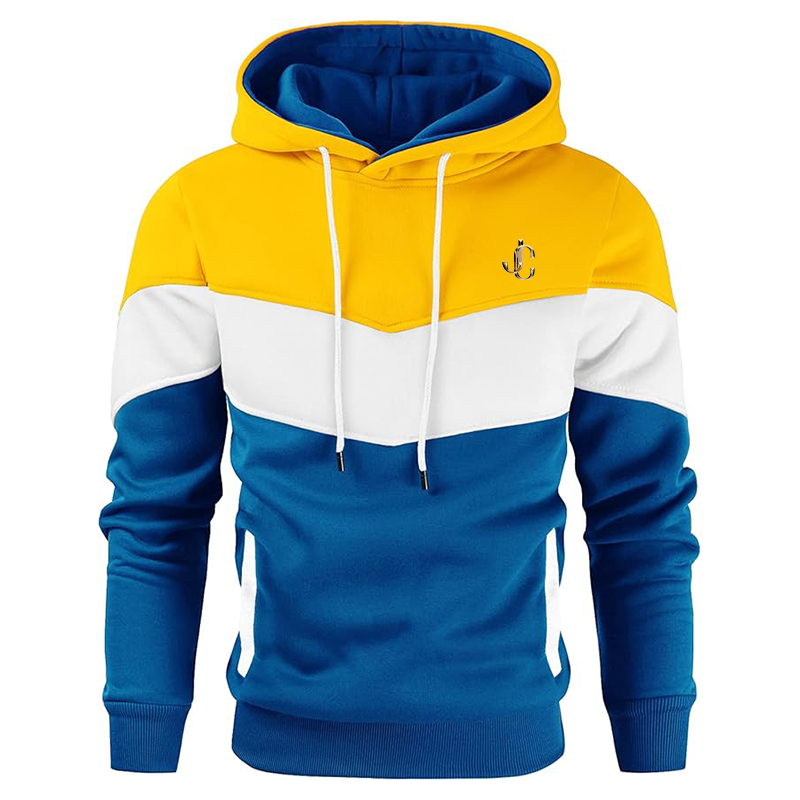 Men's  Jimmy Choo  Gesean Novelty Color Block Pullover Fleece Hoodie Long Sleeve Casual Sweatshirt with Pocket