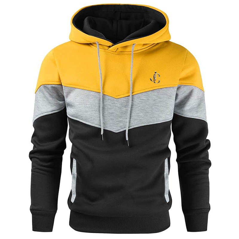 Men's  Jimmy Choo  Gesean Novelty Color Block Pullover Fleece Hoodie Long Sleeve Casual Sweatshirt with Pocket