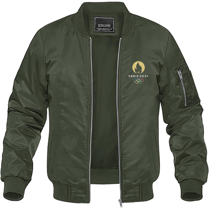 Men's New Olympics 2024 Paris Logo Lightweight Bomber Jacket Windbreaker Softshell Varsity Jacket Coat