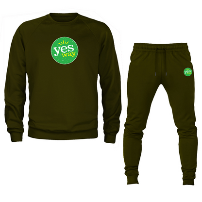 Men's Yes Way  Crewneck Sweatshirt Joggers Set