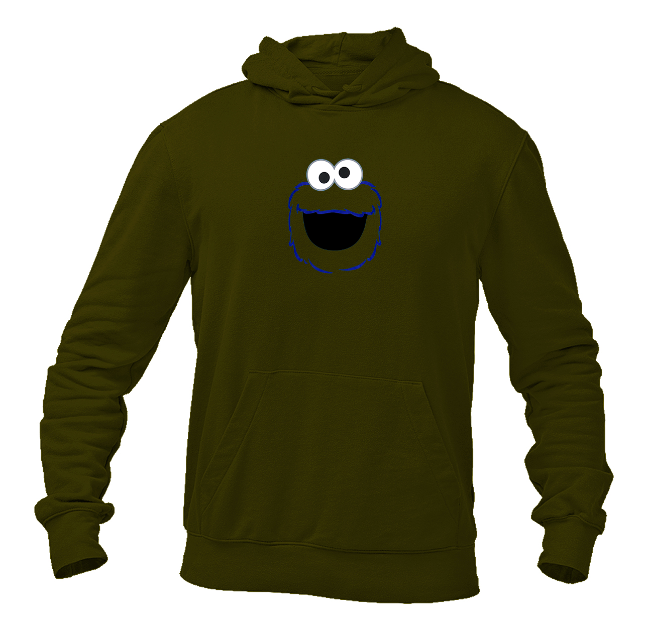 Men's Sesame Street Cookie Monster face Pullover  Hoodie