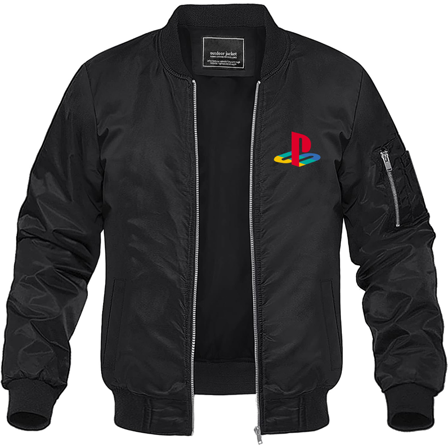 Men's Playstation Lightweight Bomber Jacket Windbreaker Softshell Varsity Jacket Coat