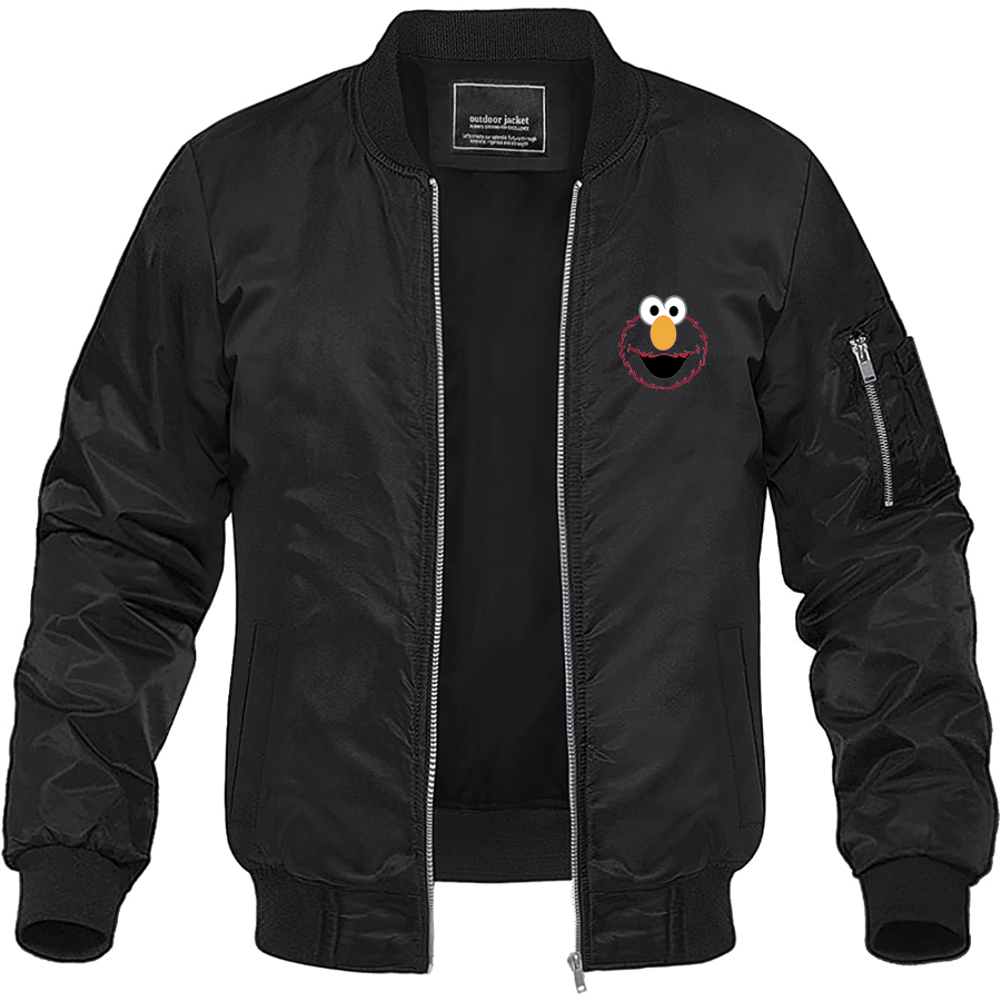 Men's Sesame Street Elmo Face Lightweight Bomber Jacket Windbreaker Softshell Varsity Jacket Coat