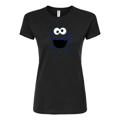 Women's Sesame Street Cookie Monster face Round Neck T-Shirt