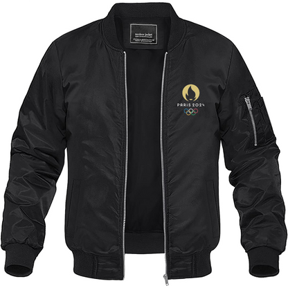 Men's New Olympics 2024 Paris Logo Lightweight Bomber Jacket Windbreaker Softshell Varsity Jacket Coat