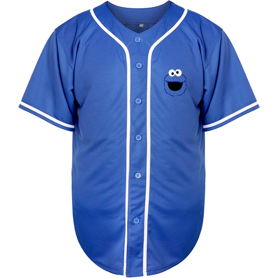Men's Sesame Street Cookie Monster face Baseball Jersey