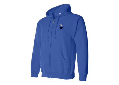 Men's Sesame Street Cookie Monster face Zipper  Hoodie