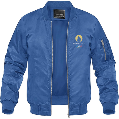 Men's New Olympics 2024 Paris Logo Lightweight Bomber Jacket Windbreaker Softshell Varsity Jacket Coat