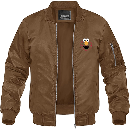 Men's Sesame Street Elmo Face Lightweight Bomber Jacket Windbreaker Softshell Varsity Jacket Coat