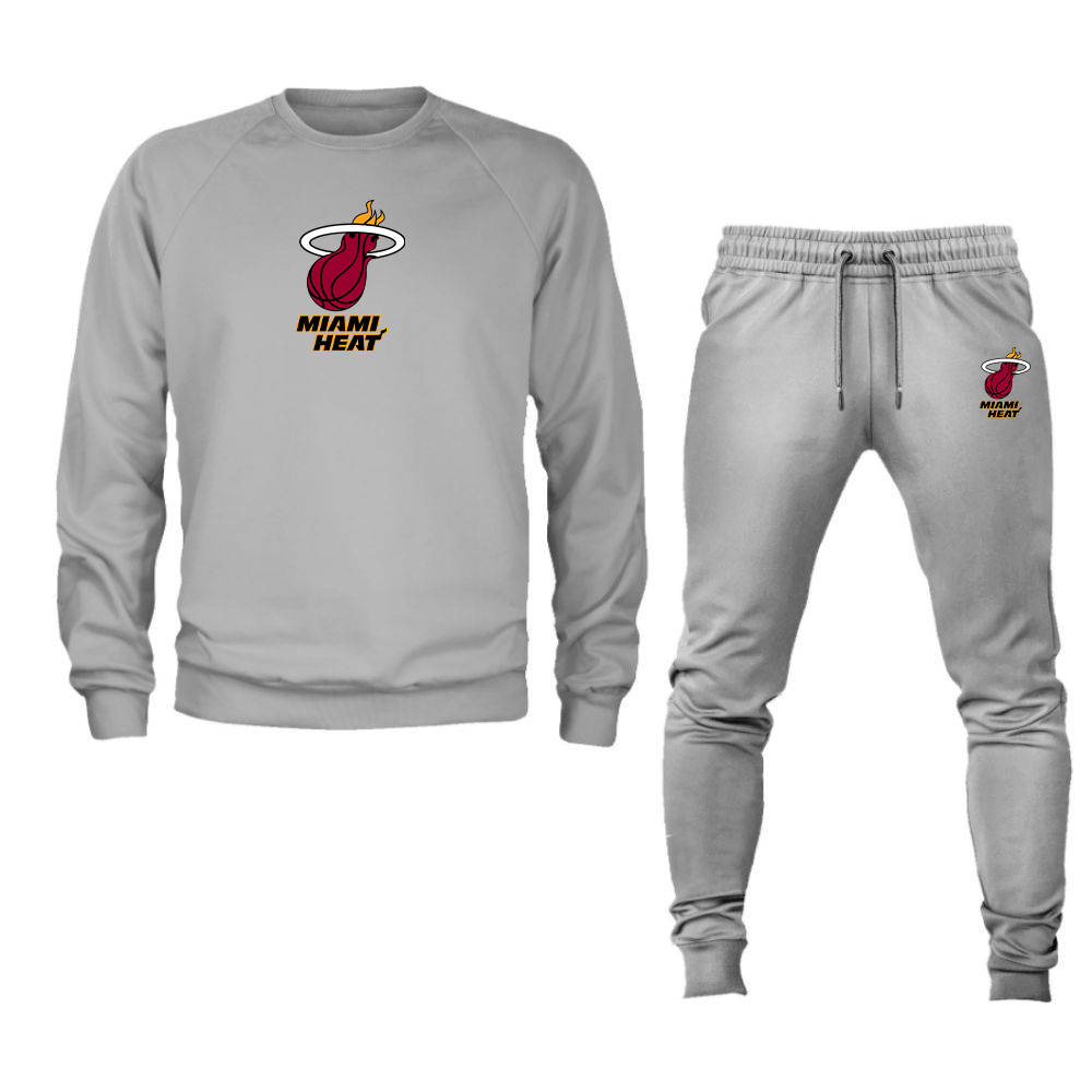 Unisex Miami Heat Crewneck Sweatshirt Joggers Suit