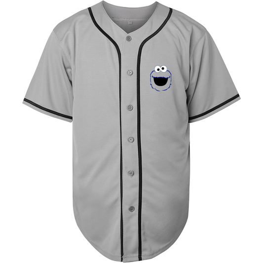 Men's Sesame Street Cookie Monster face Baseball Jersey