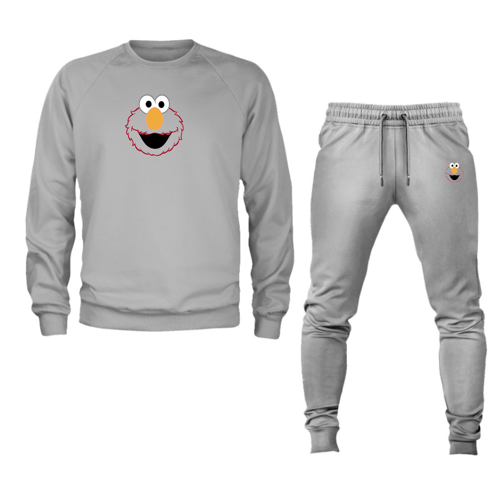 Unisex Sesame Street Elmo Face Crewneck Sweatshirt Joggers Suit
