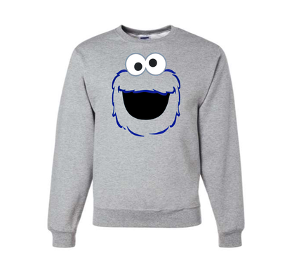 Men's Sesame Street Cookie Monster face Crewneck Sweatshirt
