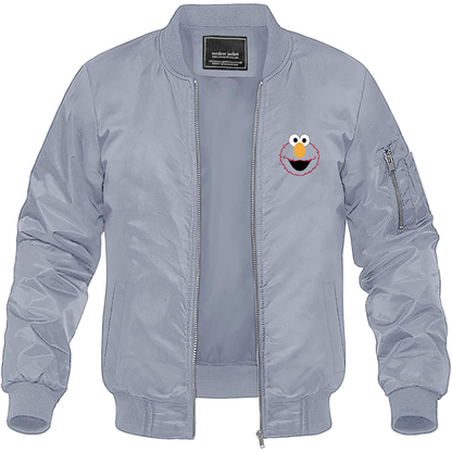 Men's Sesame Street Elmo Face Lightweight Bomber Jacket Windbreaker Softshell Varsity Jacket Coat